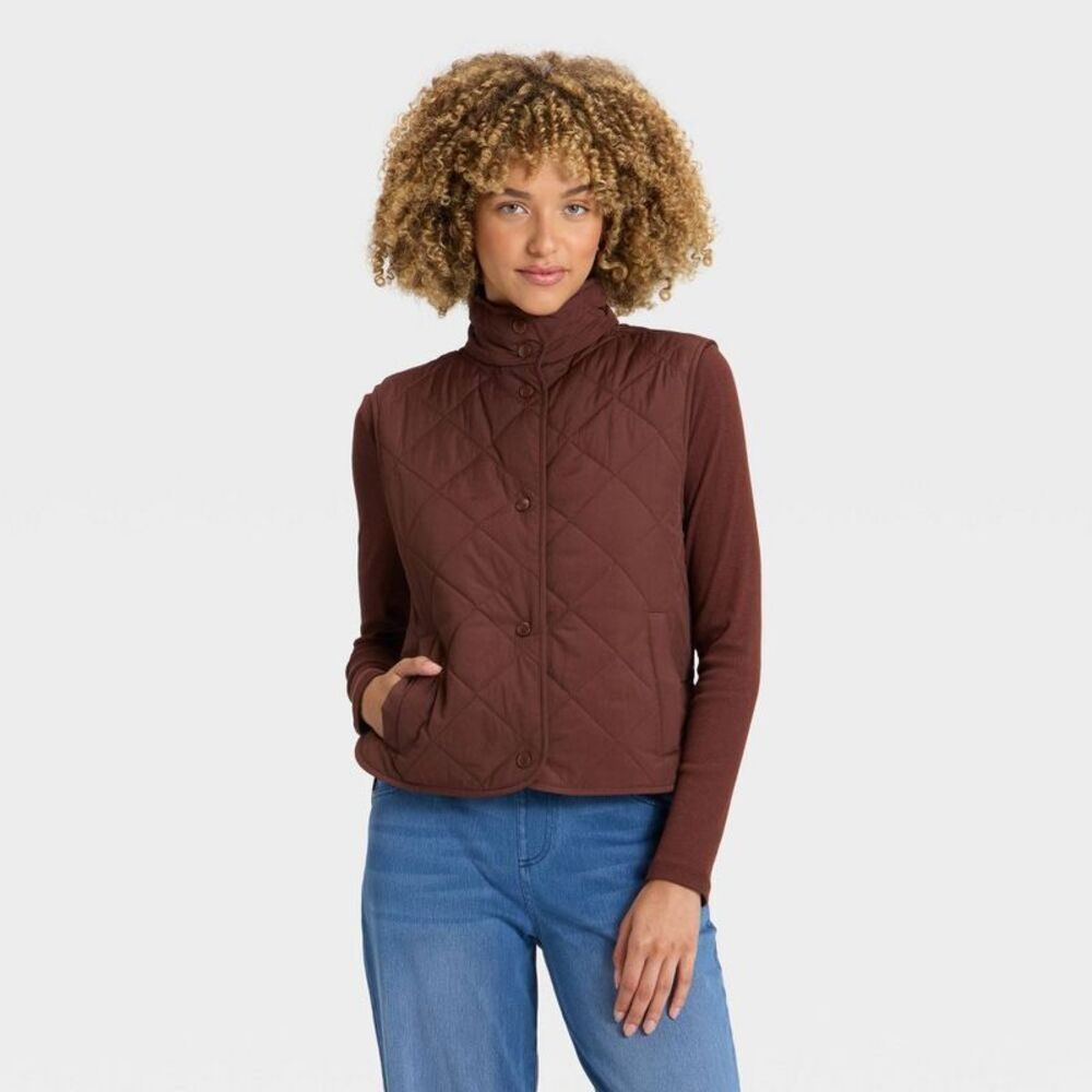 A New Day - Women's Quilted Vest - A New Day Brown XS Brown